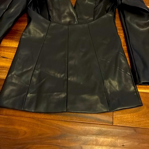 Black Faux Leather Cutout Jacket - Picture 7 of 10